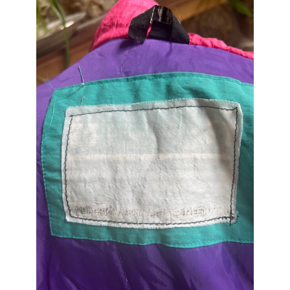Vintage Fleet St Ltd 80's Full Zip Ski Jacket Multi Color Teal Purple Pink SZ L - Picture 7 of 8